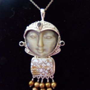 Unique Vintage Sterling Silver Fiber Optic Goddess Pendant by Sajen/Offerings
